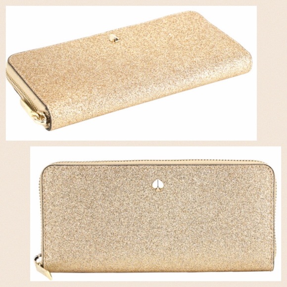 ✨KATE SPADE✨HOST PICK! Gold Glitter Wallet NEW - Picture 2 of 13